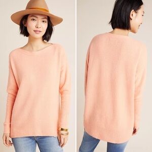 Anthropologie Naomi peach orange merino wool blend boat neck sweater